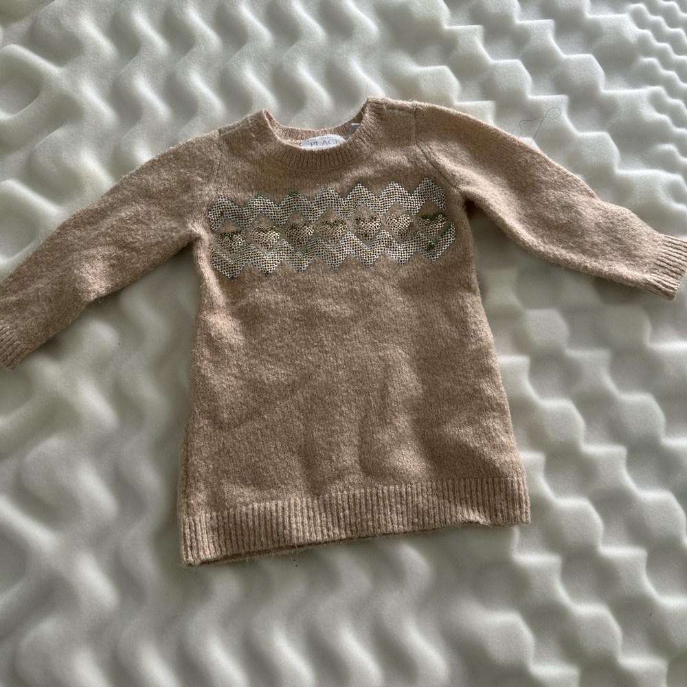 Cozy Tan Knit Sweater with Pattern